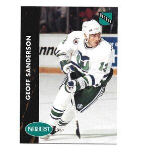 1992 French Parkhurst Geoff Sanderson Hartford Whalers Rookie Hockey Card [h54]